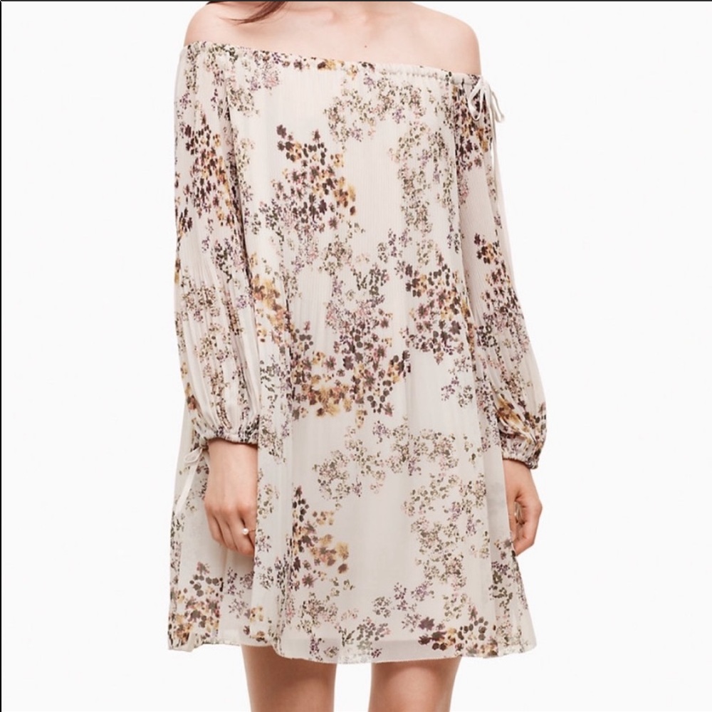 Aritzia raison floral babydoll off shoulder dress